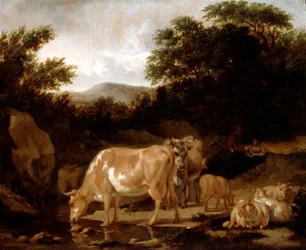 Kühe und Schafe im Wald